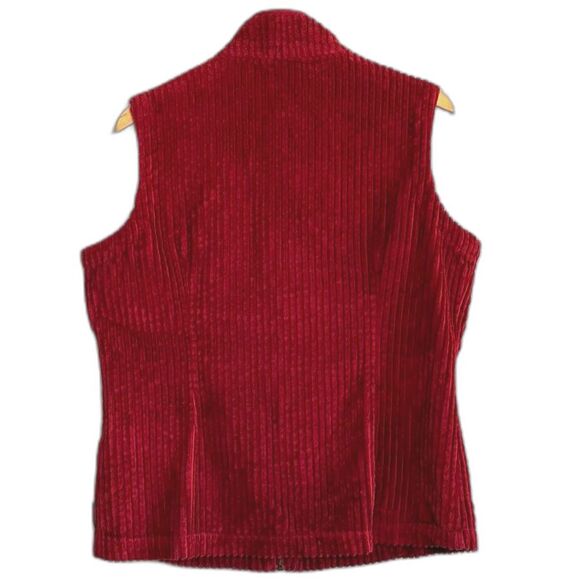 Woolrich Vest Ruby Red Zip Up Sleeveless Sweater Ribbed Cotton Layer Size Large - Picture 5 of 7